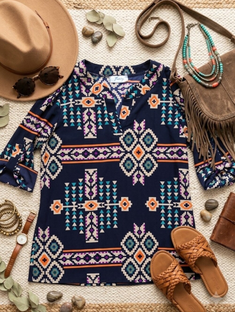 Freeway Aztec Tunic Top - Picture 2 of 8